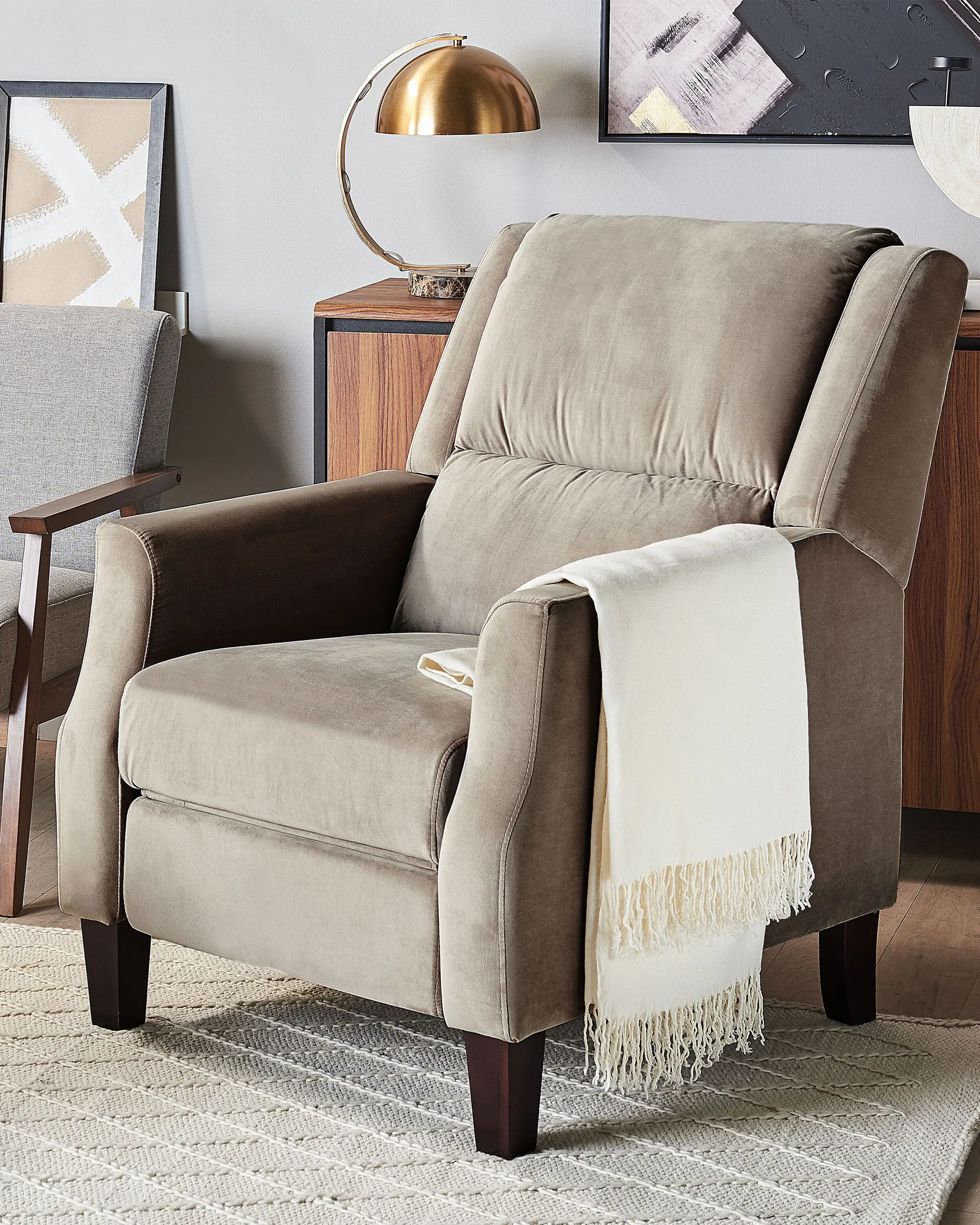 Recliner Chair EGERSUND Velvet Taupe_794322