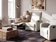 Manual Recliner Sofa 2 Seater VERDAL with Footrest Velvet Beige_1081122