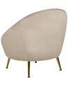 Fauteuil en velours taupe LANGA_897283