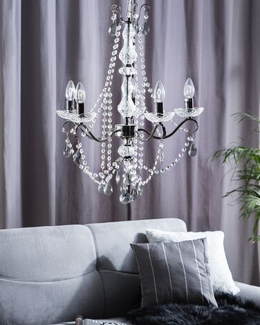 5 Light Crystal Chandelier Black TIEDA