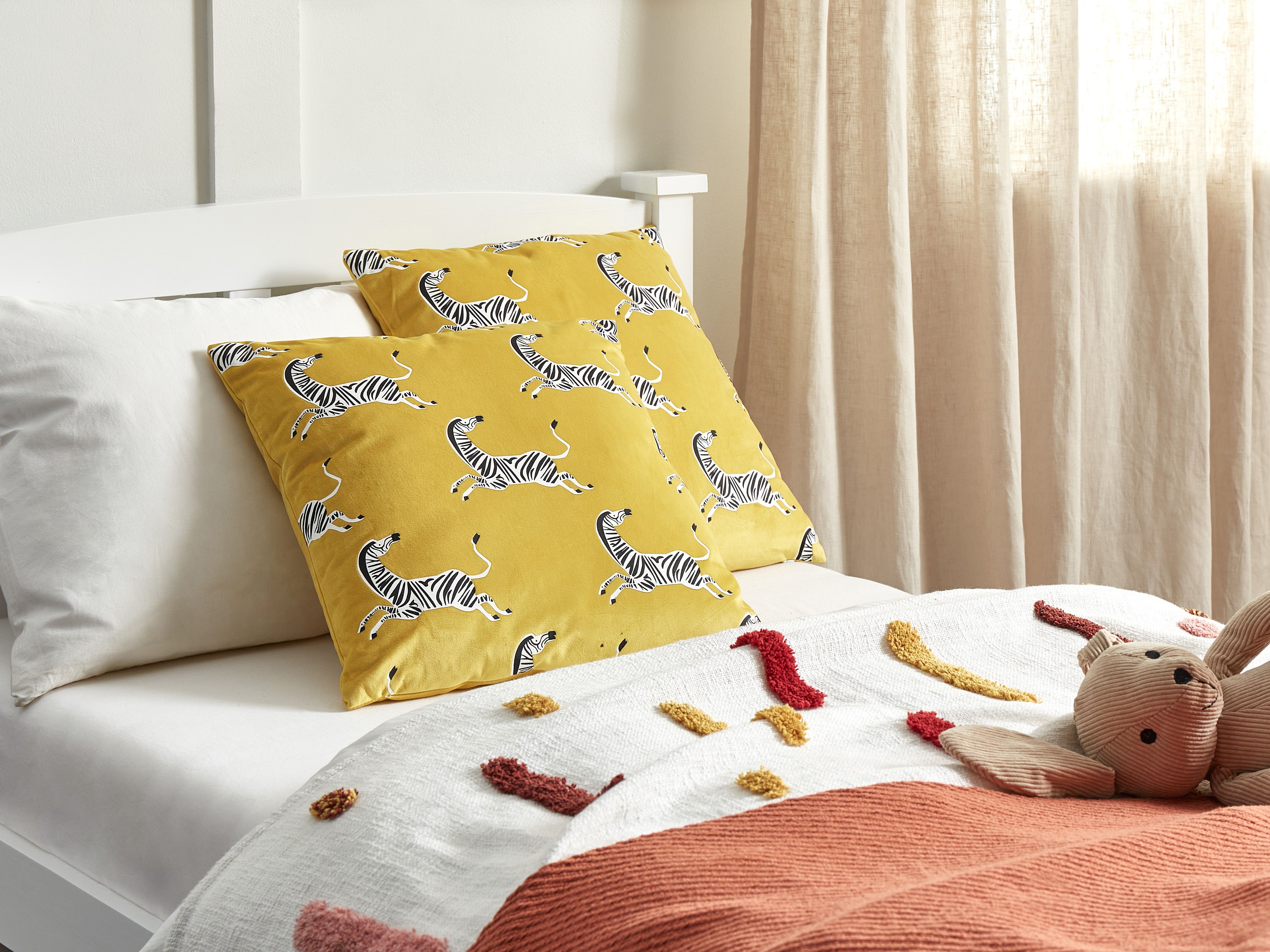 Lot de 2 coussins décoratifs ACONITUM 45 x 45 cm Velours Jaune Motif animal_1183068