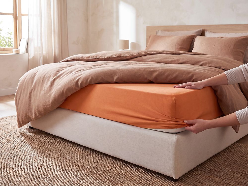 Spannbettlaken JANBU 160 x 200 cm Baumwolle Orange