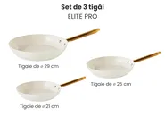 Set de 3 tigăi ELITE PRO Alb-murdar_992767