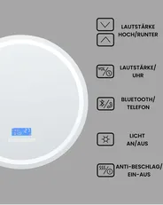 LED-Badezimmer-Spiegel BROGNON 60 cm 60 cm mit Bluetooth-Lautsprecher Silber_940359