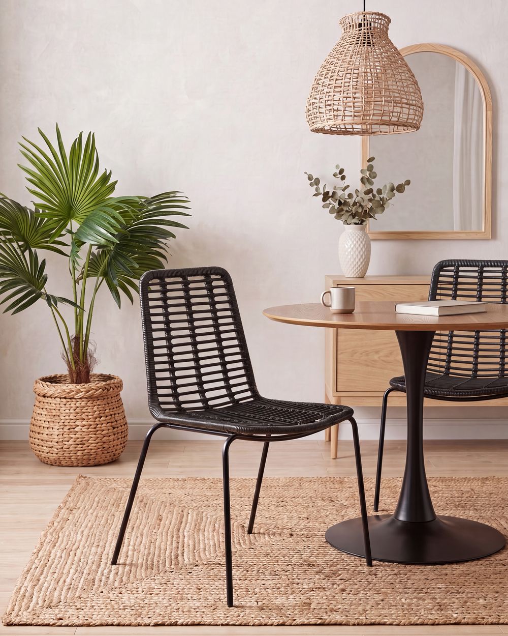 Lot de 2 chaises de salle à manger TAOS Rotin Noir