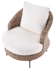 Garden Armchair with Ottoman ARCILLE PE Rattan Brown_1082744