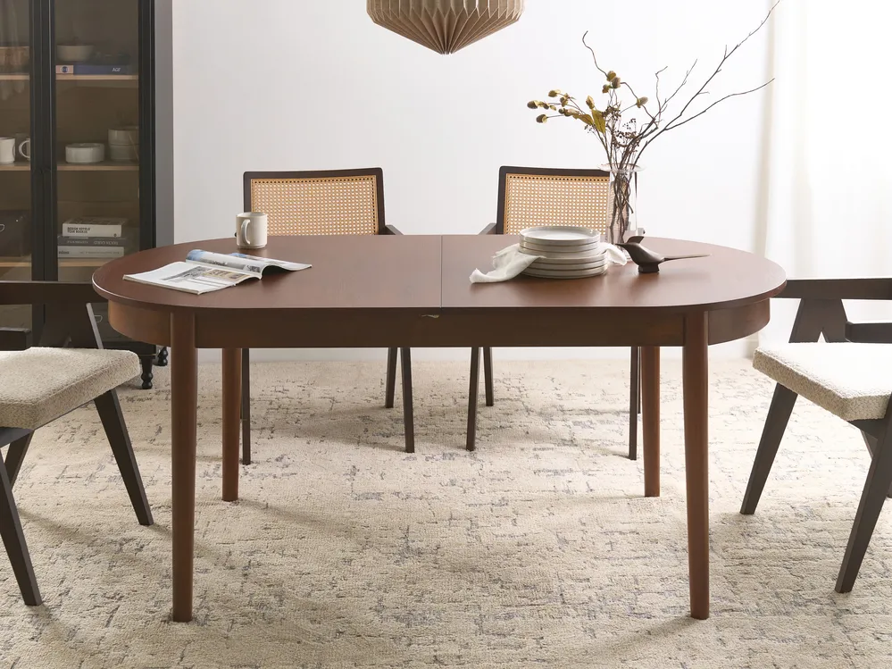 Extending Dining Table LARTO Dark Ash Wood 180/220 cm 90 cm_1078248