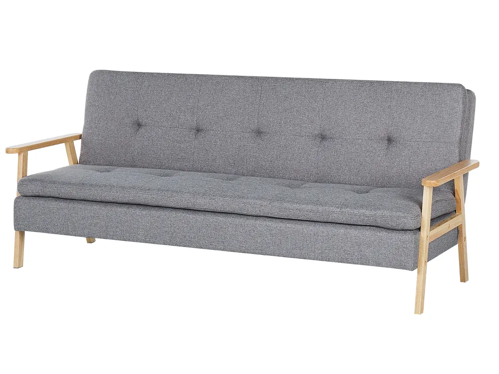 Sofa Bed 3 Seater TJORN Fabric Light Grey_813483