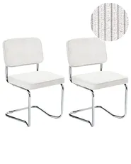 Set of 2 Dining Chairs IRWIN Corduroy Off-White_970406
