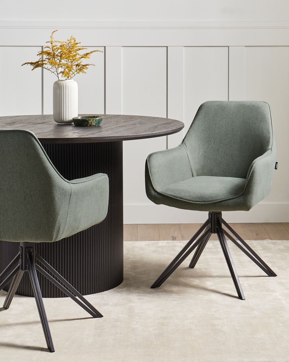 Set of 2 Dining Chairs Swivel JODAR Fabric Green