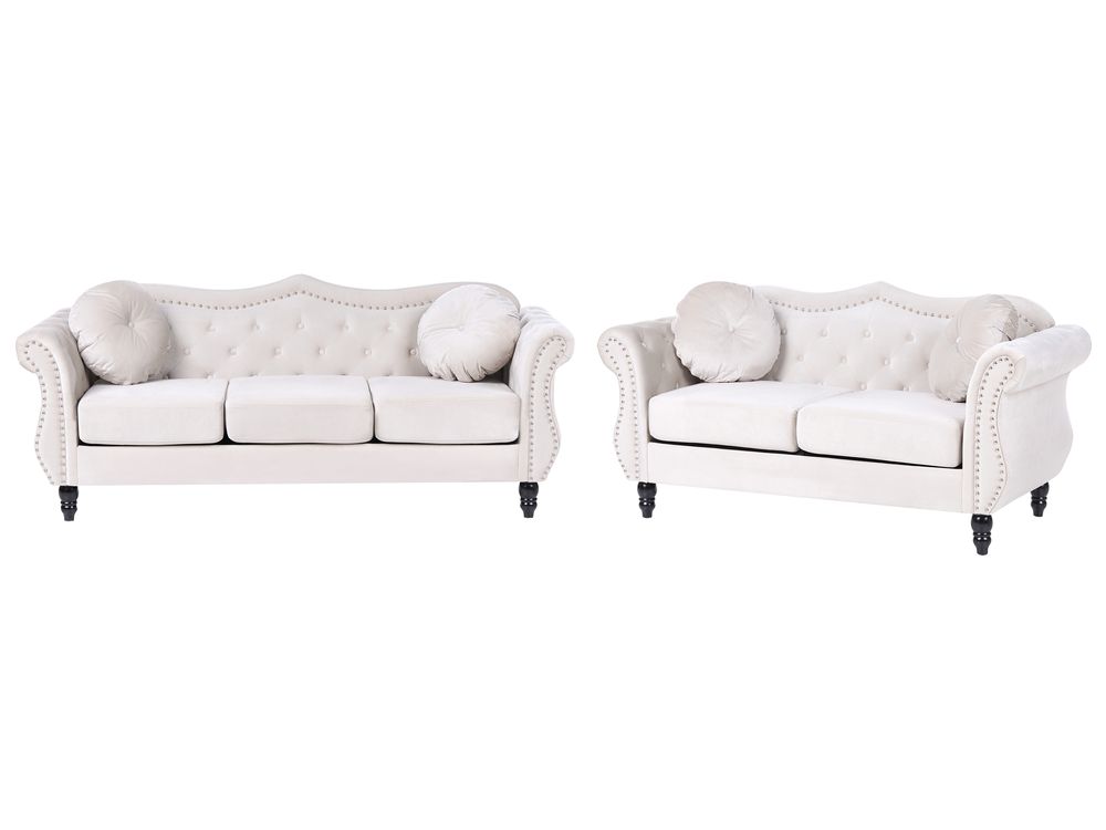 Ensemble de salon 5 places SKIEN Velours Beige clair