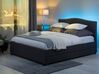 Čalúnená posteľ s úložným priestorom a farebným LED osvetlením 180 x 200 cm sivá MONTPELLIER_709698