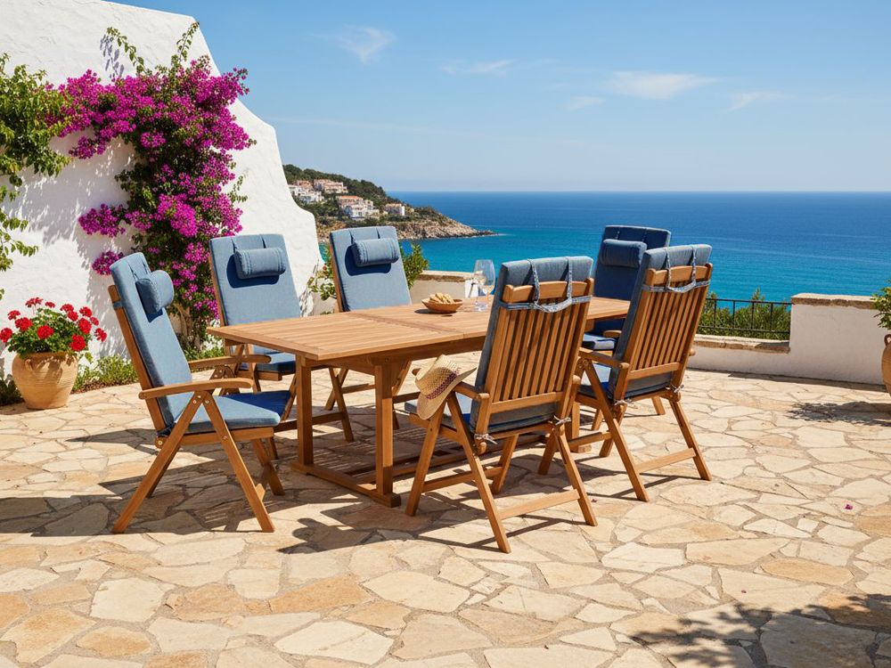 Set di 6 cuscini schienale/seduta JAVA/AMANTEA PREMIUM 50 x 71 cm Blu