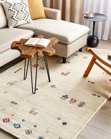 Wool Gabbeh Area Rug 140 x 200 cm Beige SULUCA