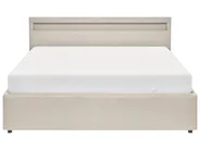 Ottoman Bed with LED ARMELLE Fabric Beige 160 x 200 cm (EU King Size)_994506