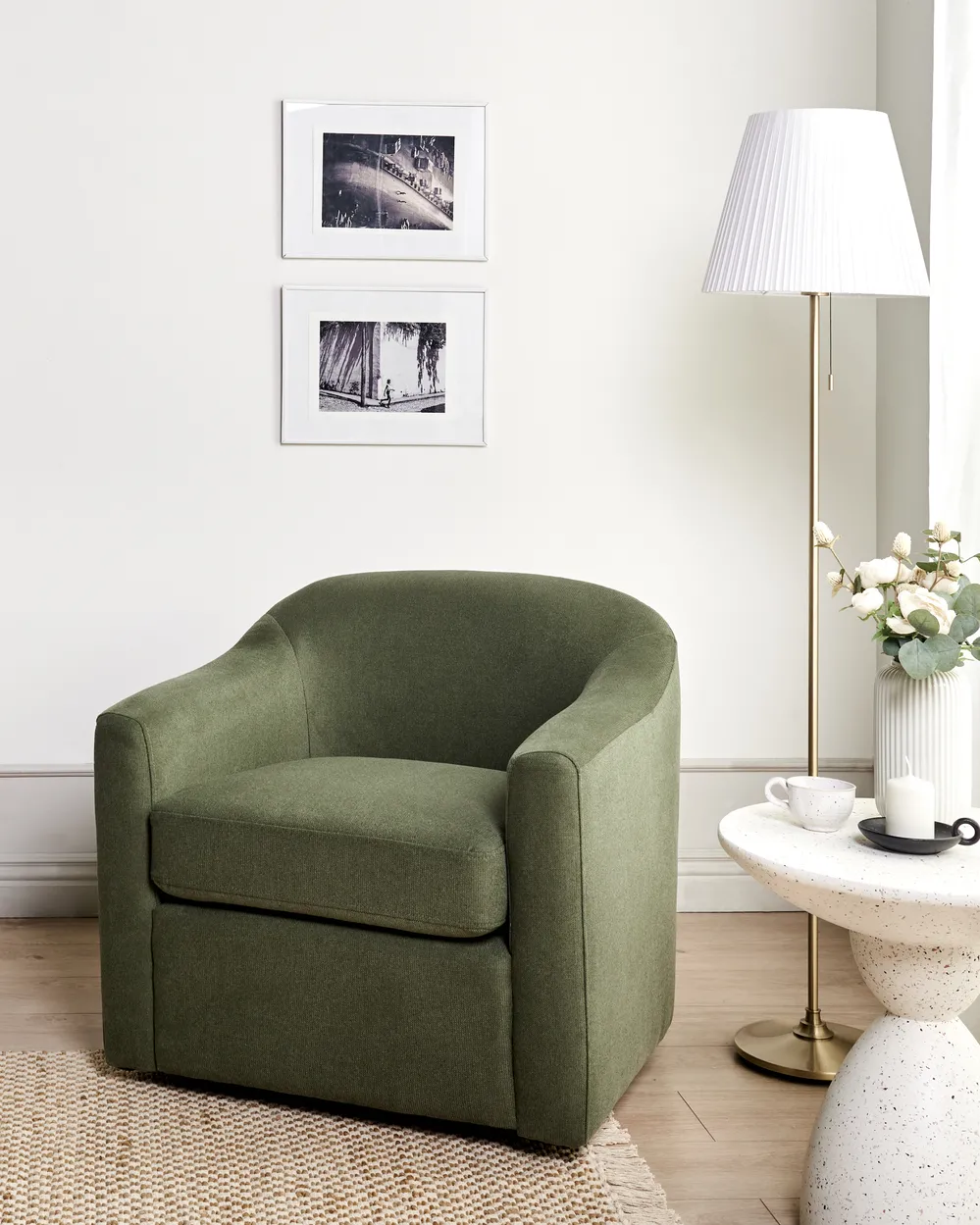 Swivel Armchair MAGNOR Fabric Dark Green_966246