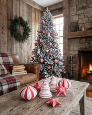 Set of 12 Christmas Tree Oranments GIDEALVEN Papier-Mâché Red/ White_1085194