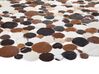Round Cowhide Area Rug ⌀ 140 cm Brown Multicolour SORGUN_493055