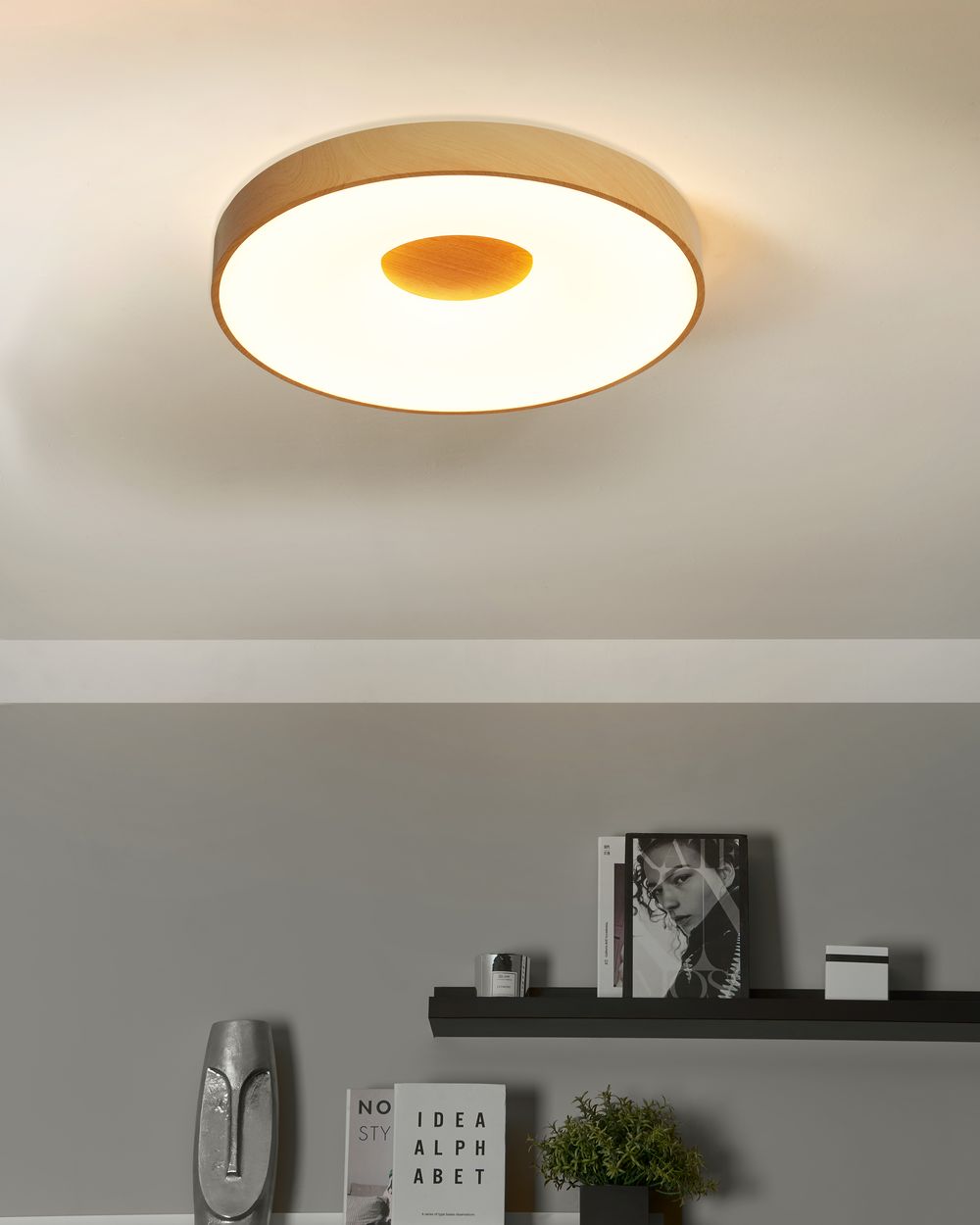 LED Ceiling Lamp BRAGOTO with Remote with Dimmer Metal Light Brown