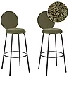 Set of 2 Bar Chairs EMERY Boucle Dark Green