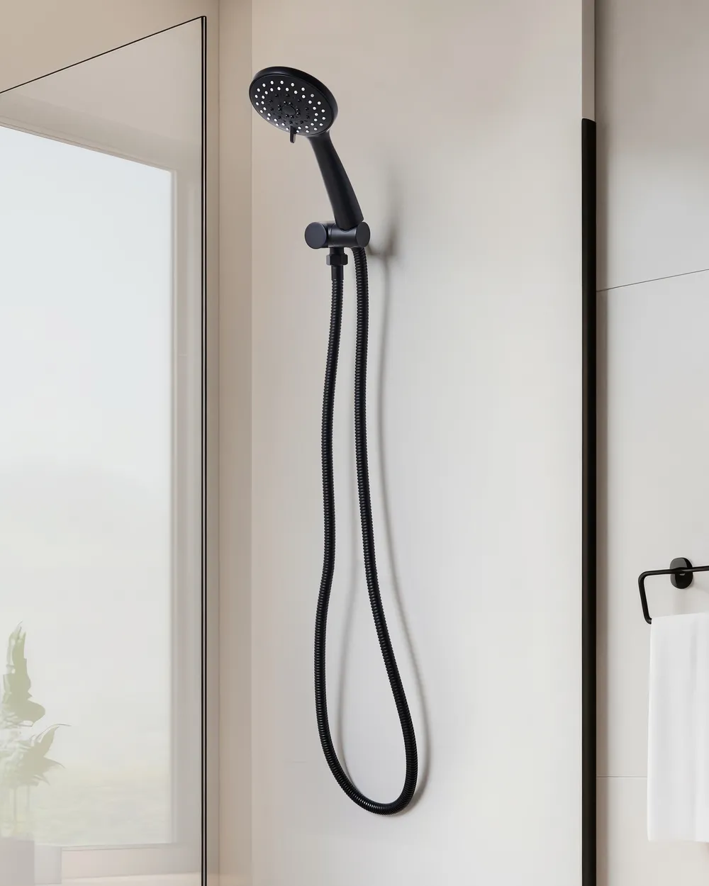Shower Head and Hose Kit TAMUSHAL 3-function Black