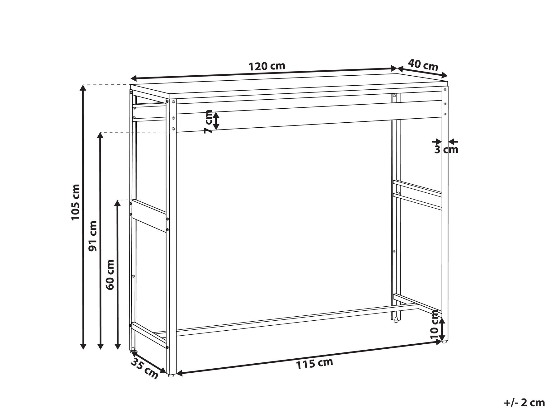 Stół barowy ogrodowy MAENZA 120 cm 40 cm Metal Biały_1045010