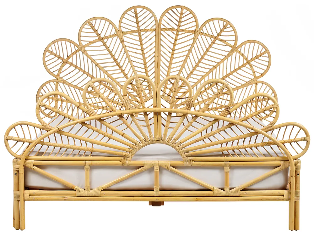 Lit avec sommier Rotin FLORENTINE 160 x 200 cm Marron clair_868925