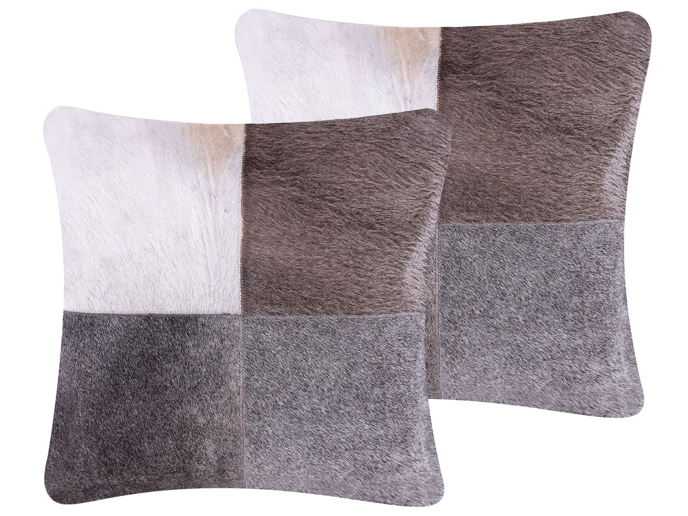 Grey leather cushions top