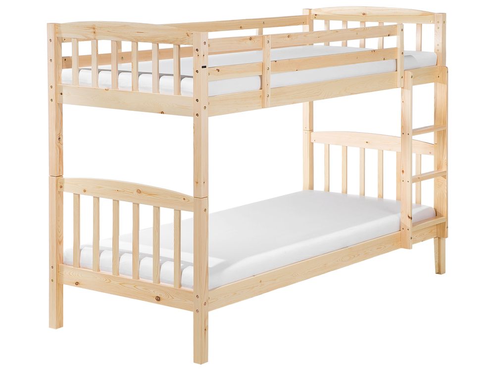 Bunk Bed Pine Wood REVIN 90 x 200 cm (EU Single) Light Brown