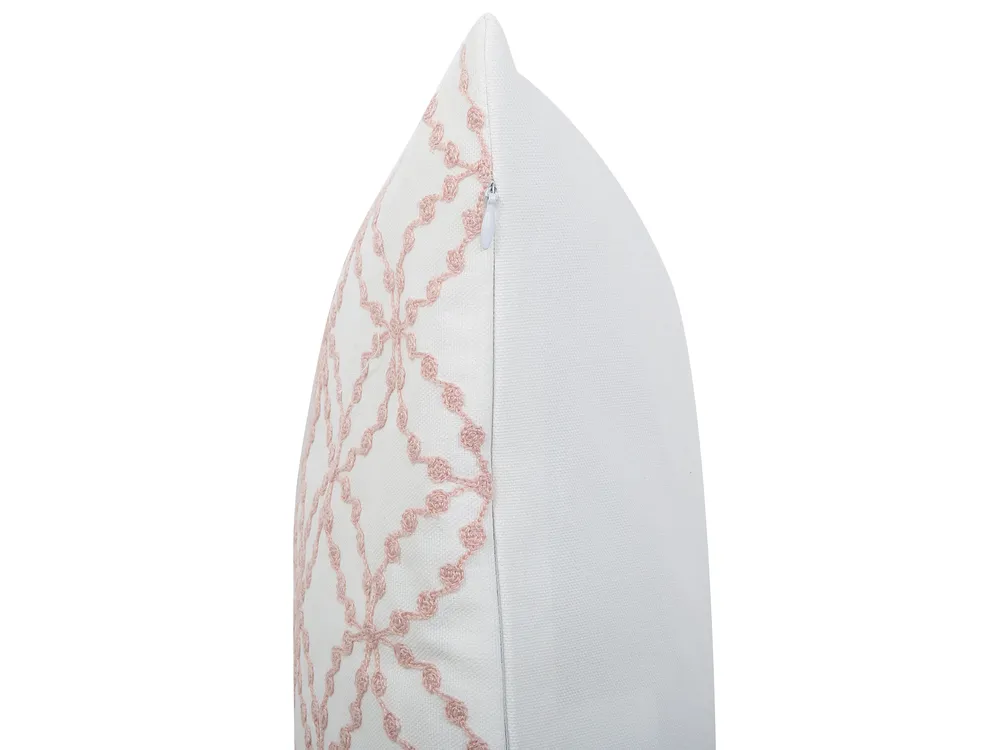 Set of 2 Decorative Cushions VERBENA 45 x 45 cm Cotton Pink Geometric Pattern_770278