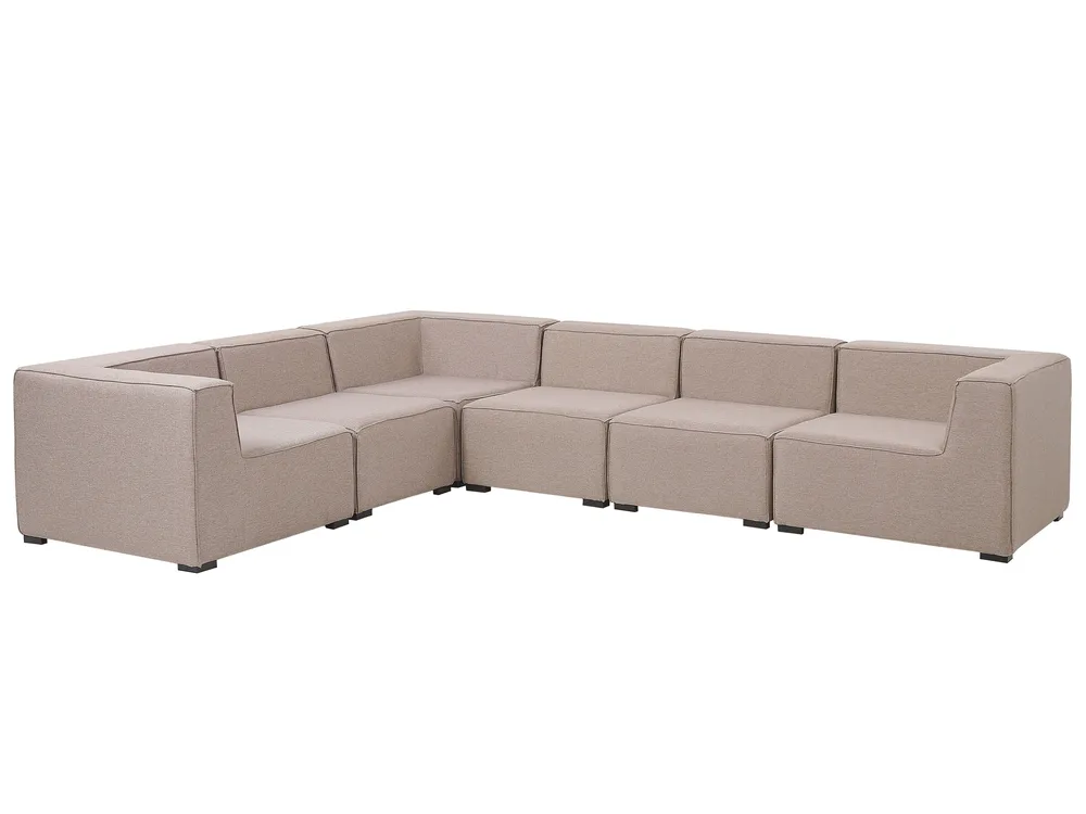 Garden Corner Sofa with Ottoman 7 Seater AREZZO Modular Beige Right Hand_825152
