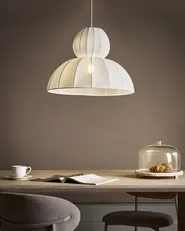 Pendant Lamp GOELETTE Faux Silk White_1008180