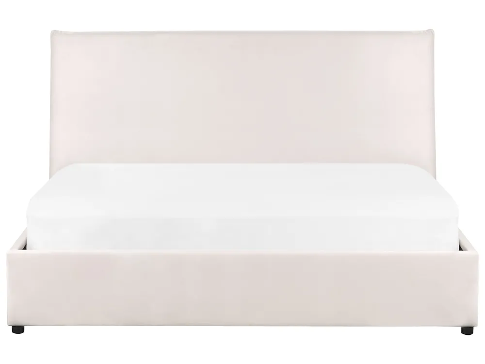 Bett mit Stauraum LAVAUR Samtstoff Cremeweiß 160 x 200 cm_870930