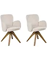 Set of 2 Dining Chairs Swivel JEAN Fabric Light Beige