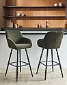 Conjunto de 2 sillas de bar CASMALIA Bouclé Verde oscuro