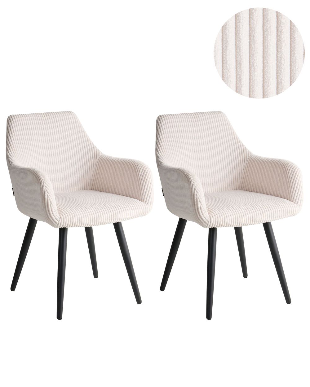 Set of 2 Dining Chairs MORI Corduroy Light Beige
