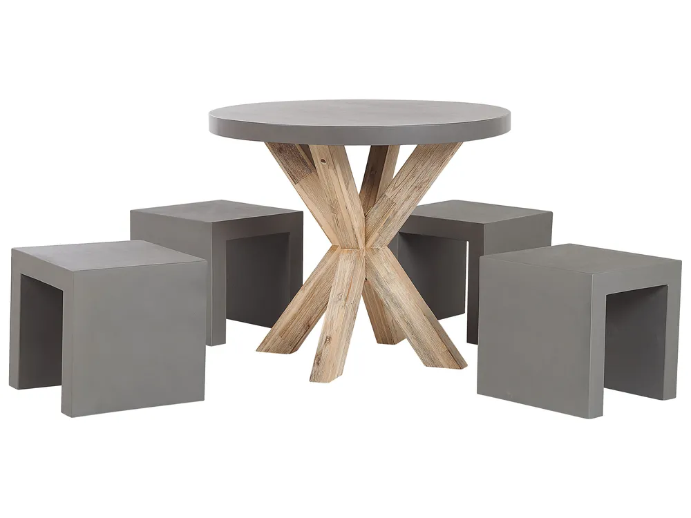 Garden Dining Set with Stools Seater OLBIA/TARANTO Concrete Grey