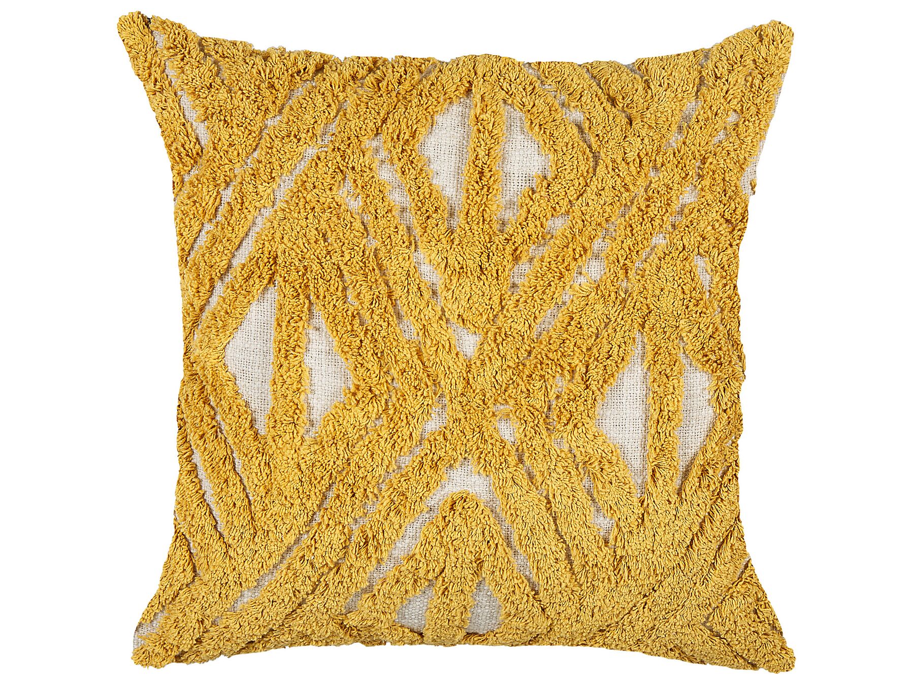 Bawełniana poduszka dekoracyjna w geometryczny wzór 45 x 45 cm żółta ALCEA_835092