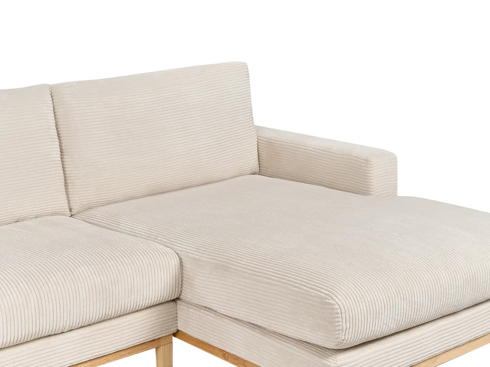 Corner Sofa 4 Seater SIGGARD Corduroy Light Beige Left Hand_944390