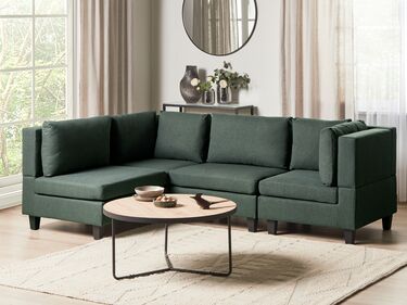 4 Seater Right Hand Modular Fabric Corner Sofa Dark Green UNSTAD