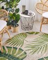 Kulatý koberec s listovým vzorem ⌀ 140 cm béžovo zelený BUGAY_793645