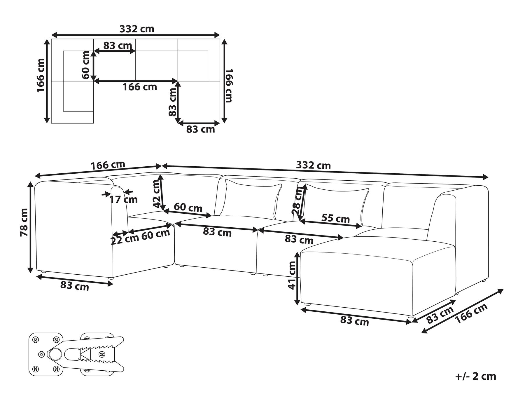 Right Hand 5 Seater Modular Jumbo Cord Corner Sofa with Ottoman Off White LEMVIG_876331