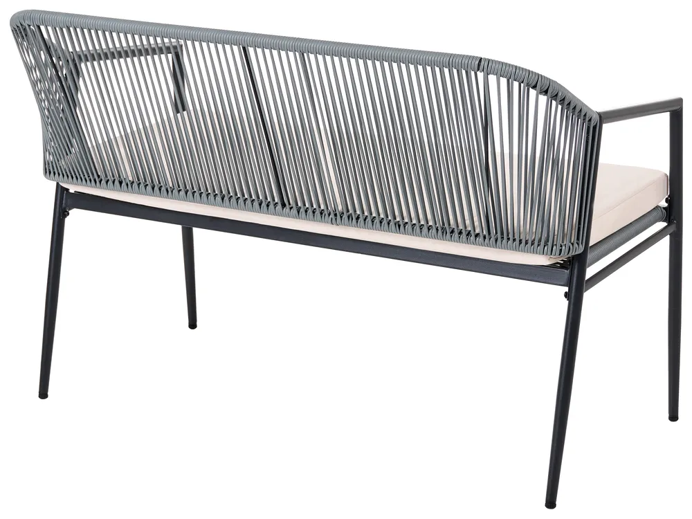 Garden Lounge Set with Table 4 Seater FLERO PE Rattan Black_1079395