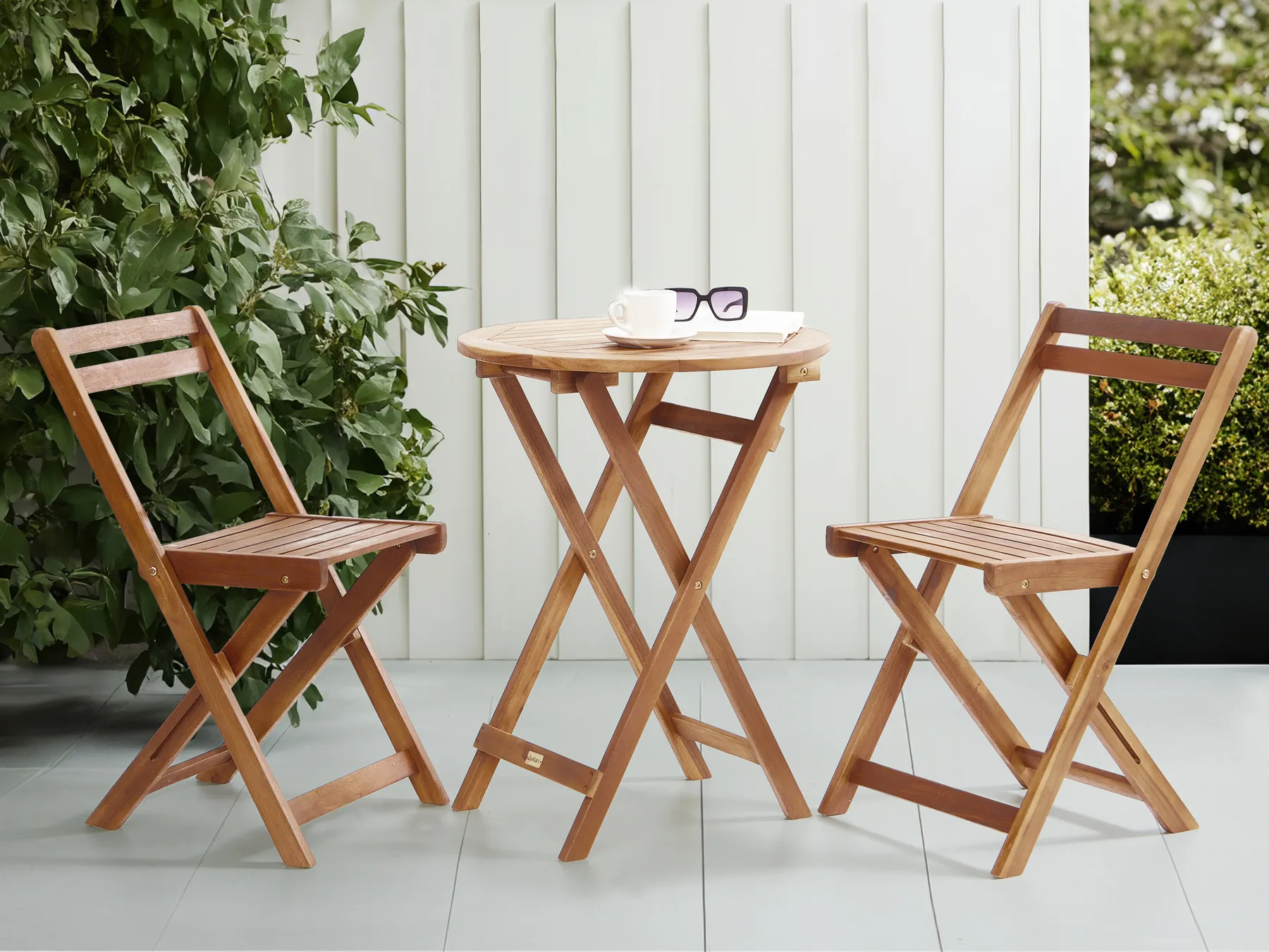 Bistro Set Folding SACILE Acacia Wood Brown_986766