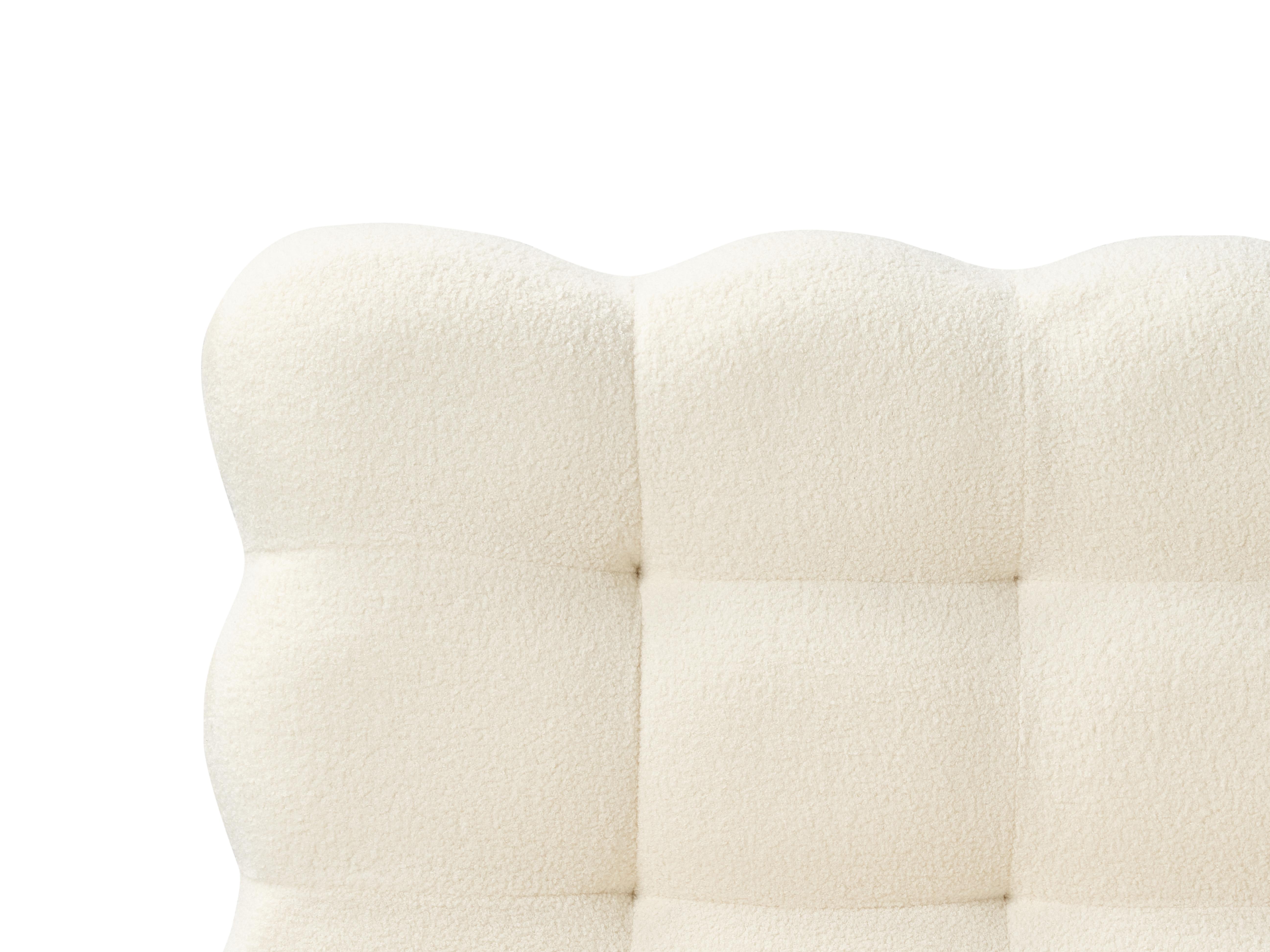Bett mit Lattenrost Bouclé SOULISSE 160 x 200 cm Cremeweiß_992679