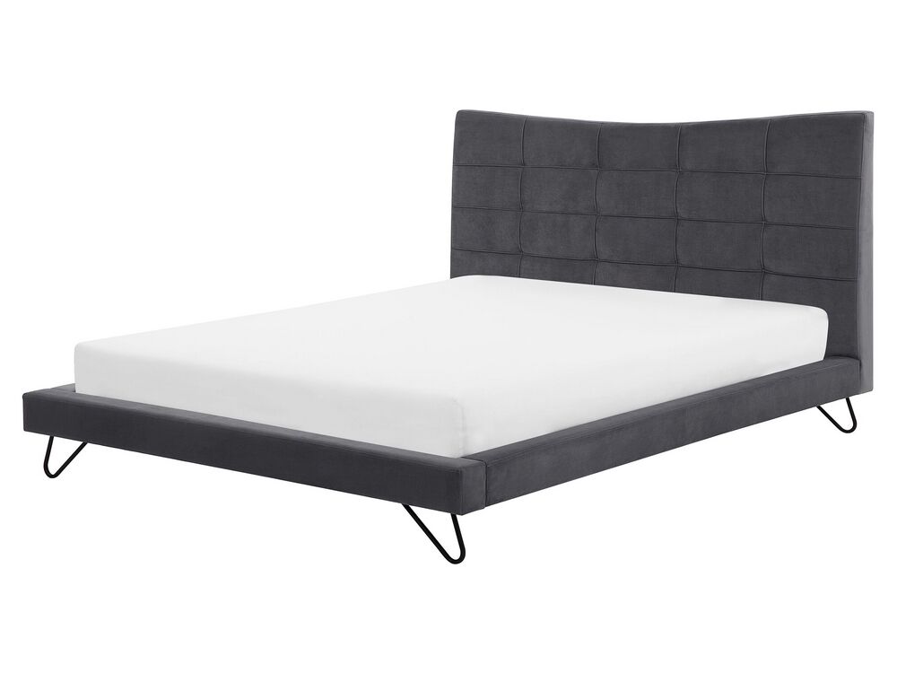 Bett mit Lattenrost Samtstoff LANNION 160 x 200 cm Dunkelgrau