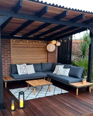 Garden Corner Sofa with Table 5 Seater CORATO Acacia Wood Grey_826414