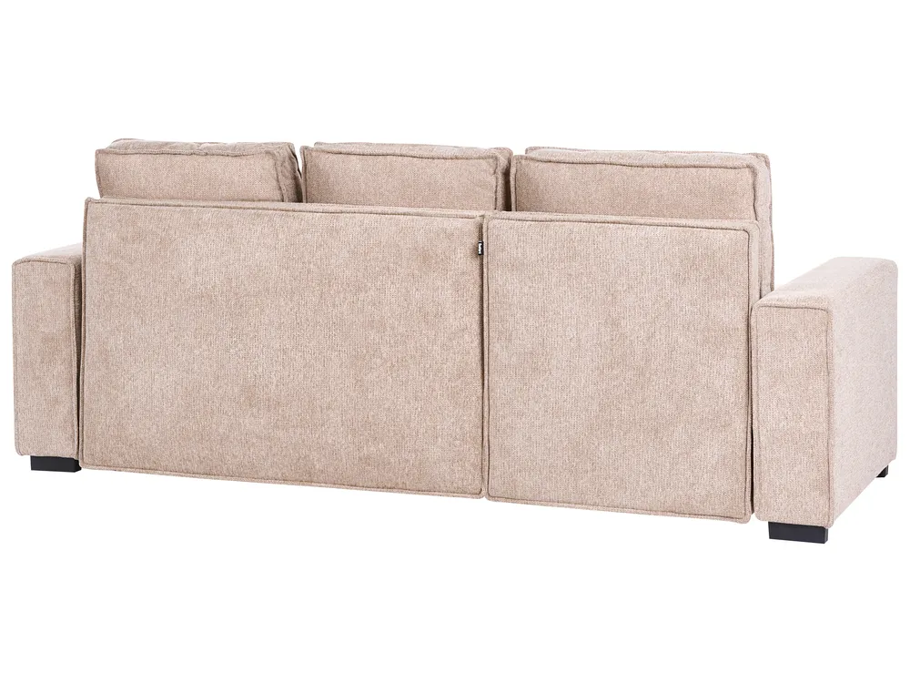 Corner Sofa Bed 3 Seater EDANE with Storage Fabric Beige Right Hand_1057078