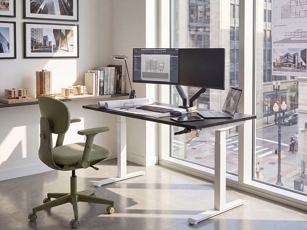 Manual Adjustable Standing Desk DESTINES 160 cm x 72 cm Black/ White