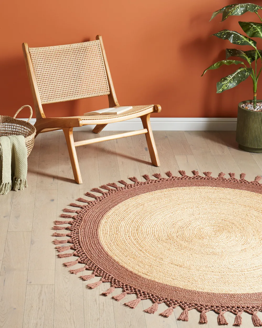 Round Jute Area Rug Beige and Brown MARTS Various Sizes